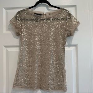 INC International Concepts sheer Gold Sequined Top